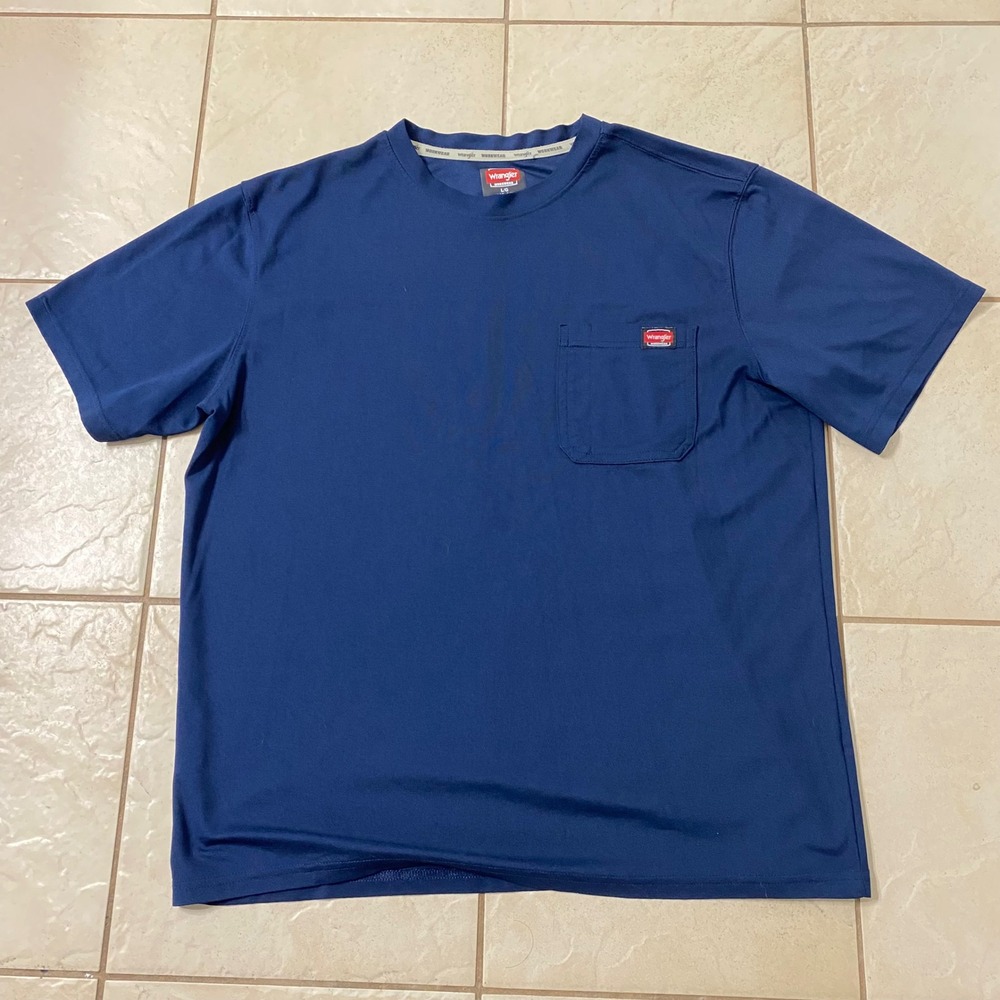 Wrangler Workwear Men's Navy Blue Short Sleeve Pocket T Shirt Size Large
